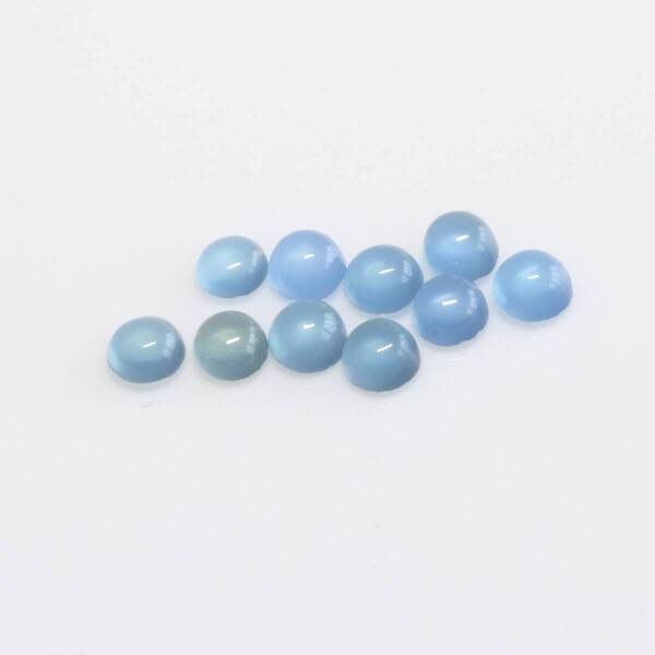 キレイな青めのう 約3mmラウンドカボション 10個 1.16ct