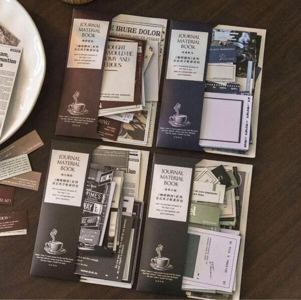 カフェタイム 素材紙パック コラージュ 紙もの ステッカー シール 素材 メモ帳