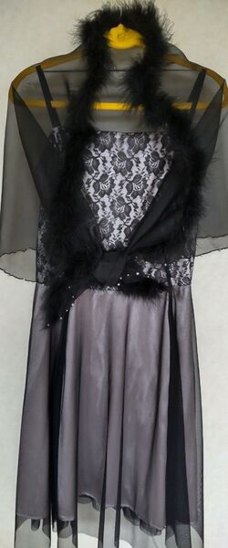 結婚式 パーティードレス 黒 ピンク ショール付き ロングドレス