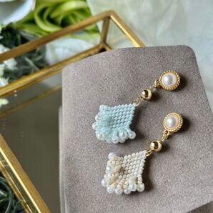 クリームソーダ*パール*ビーズピアス