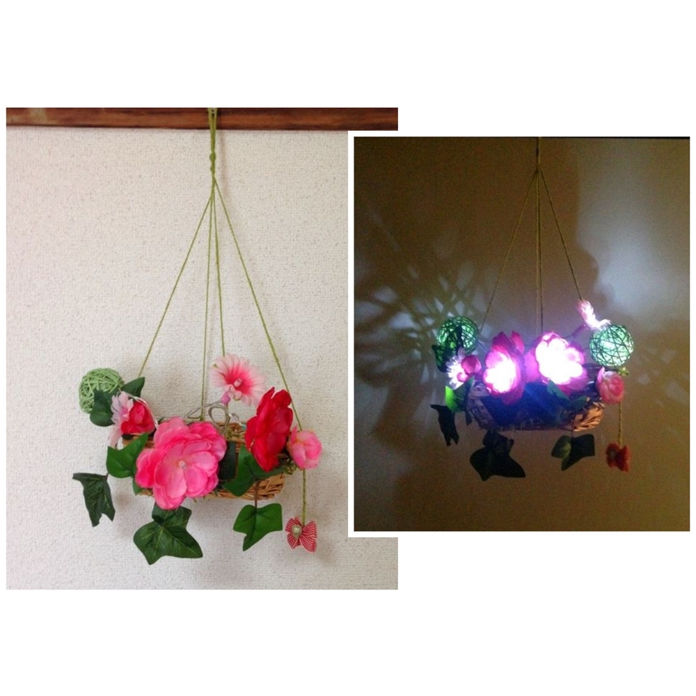 Flor y bola de bambú ☆ Decoración de pared Luz interior LED blanca ☆ También apto para automóviles, trabajos hechos a mano, interior, bienes varios, panel, tapiz