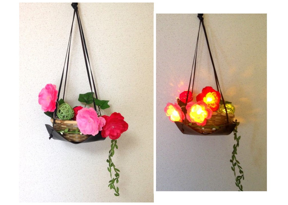 Handmade◆2way◆Fleur 2 couleurs boule de bambou LED éclairage intérieur, éclairage au plafond, suspension, Style occidental