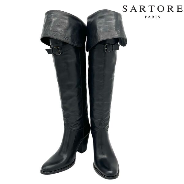 〈美品〉SARTORE サルトル【22cm】2WAY ベルト ニーハイブーツ 黒