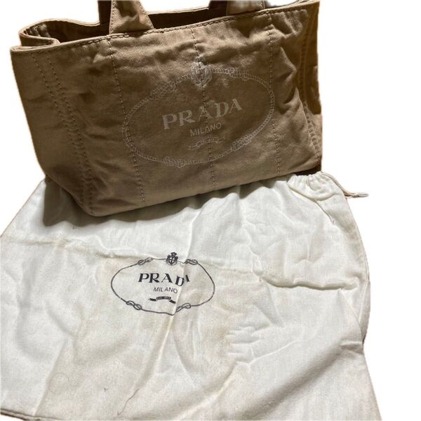 PRADA/プラダ トートバッグ/キャンバス/BEG/カナパ