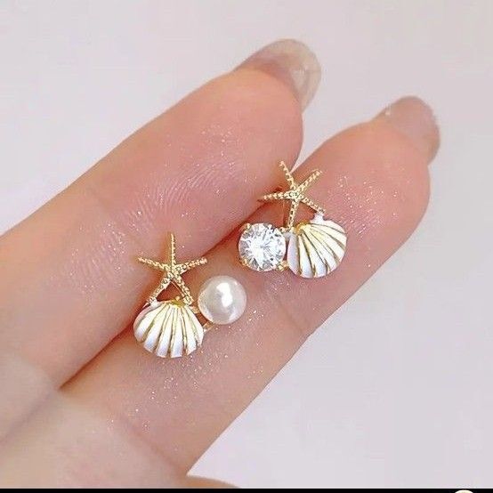 レディース ピアス 貝殻 パール 夏ピアス