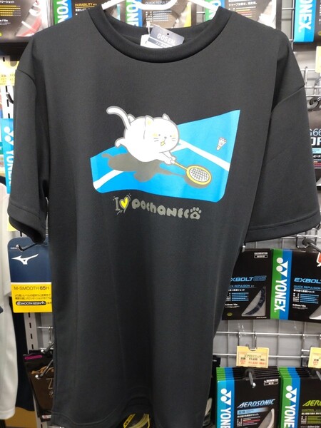 【ぽちゃネコ Tシャツ LL】GOSEN(ゴーセン)ユニドライTシャツ ブラック LL 新品未使用タグ付き バドミントン 2023.11月発売