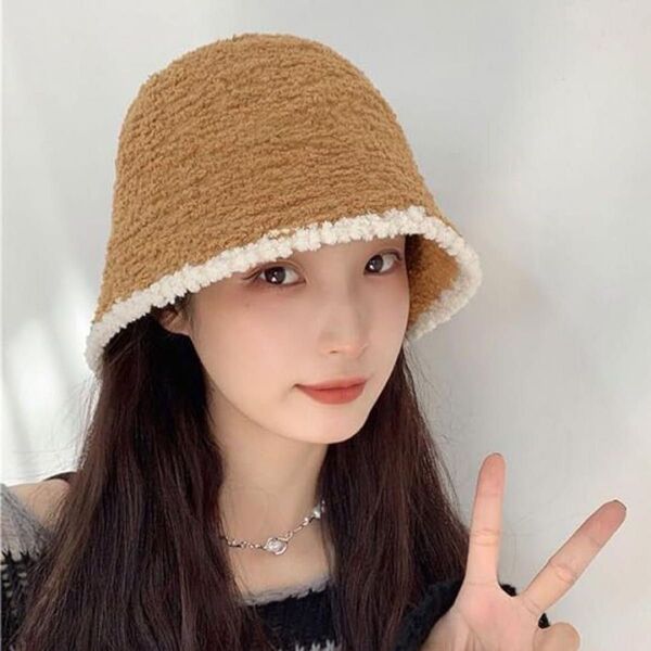 帽子 バケットハット 秋冬 韓国風 レディース 可愛い キャメル