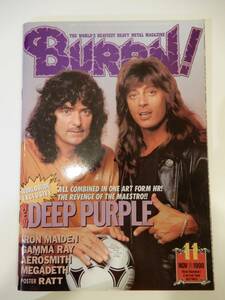 ▲▲！！送料185円！！）「BURRN！ 1990年11月」Deep Purple、Iron Maiden、Jane's Addiction、Aerosmith、Megadeth、Anthrax、Ratt