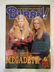 ▲▲!!!送料185円!!!「BURRN！ 1992年6月」Megadeth、Ozzy Osbourne、Iron Maiden、Black Crowes、Black Sabbath、Pantera