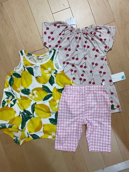 子供服 女の子 半袖 ワンピース ノースリーブ さくらんぼ レモン 果物柄 まとめ売り 新品 パンツ ズボン