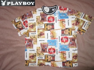 新品！ 激安 即決！ PLAY BOY プレイボーイ フォト転写 オーバーサイズ ポリ Tシャツ M PLAYBOY ビッグシルエット