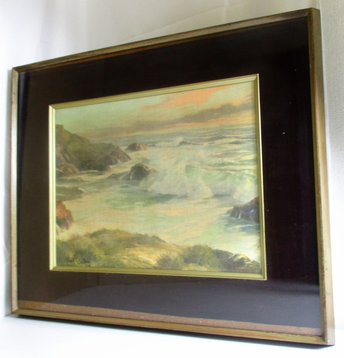 Peinture de paysage par Barrett Bradbury, signé, toile semblable à de l'huile, cadre artistique, cadre, intérieur, mer, vagues, ciel, salon, entrée, salle de réception, salle de réception, Ouvrages d'art, Peinture, autres