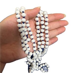 8mm 白 多面体カット ガラスビーズ