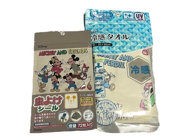ミッキー&フレンズ 冷感タオル&虫よけシール 2点セット