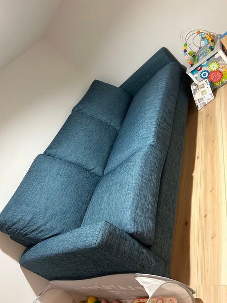 美品 3人掛けソファ ターコイズブルー