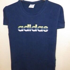 【送料無料】美品!adidasプリントTシャツ メンズサイズMレディースLネイビー 80's minimum¥3,300以下出品