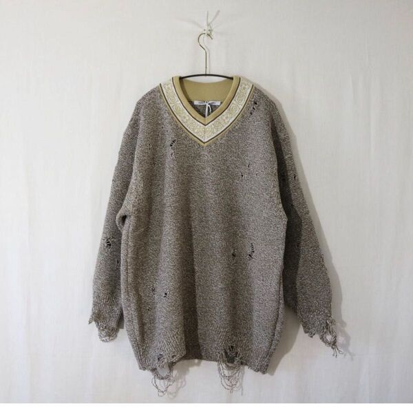 Children of the discordance / 5G OVERSIZED DAMAGE VNECK KNIT