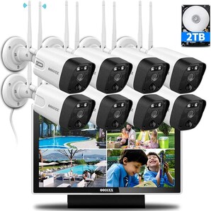 【双方向通話・ダブルアンテナ信号強化・130° 超広角】 防犯カメラ ワイヤレス 屋外 3K 500万画素8台 防犯カメラセットマスプロ