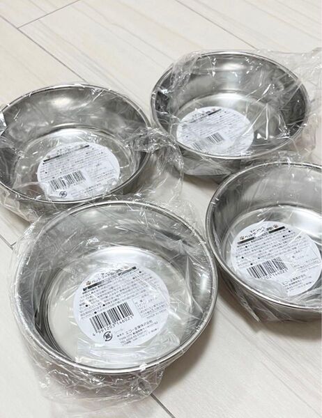 ステンレスフード皿 4個 犬 猫 食事 テーブル ご飯 お皿 お水