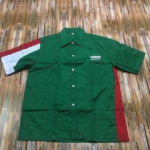 新品・即決・クリックポスト発送・Castrol・カストロールの半袖ワークシャツ・XL・//濃緑②