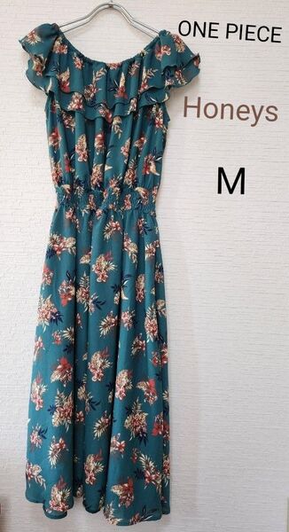 花柄 ロング ワンピース グリーン 花柄 M