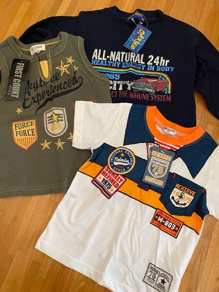 未使用 タグ付き Tシャツ 半袖 騙し絵 タンクトップ 長袖 3点セット 子供服 100