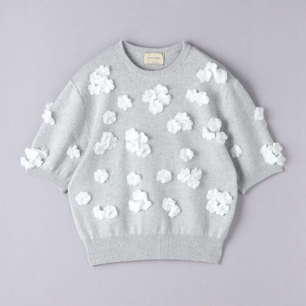 UNITED ARROWS ユナイテッドアローズ 3Dフラワーモチーフ ショートスリーブニット グレー 新品未使用