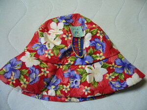 ハット　ぼうし　帽子　子供用　CHILDREN'S FASHONS　レッド　花柄 サイズＭ 52cm 新品　。