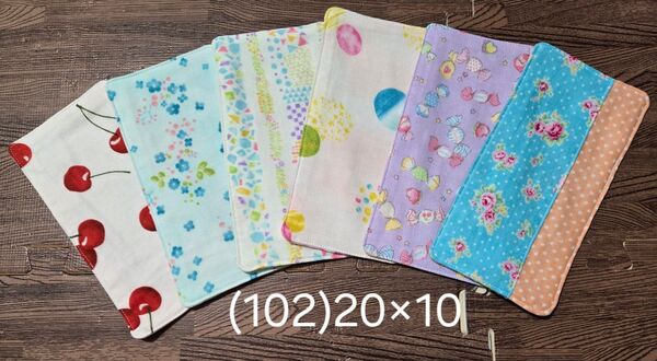 (102)ハンドメイド ガーゼハンカチ 20×10 6枚