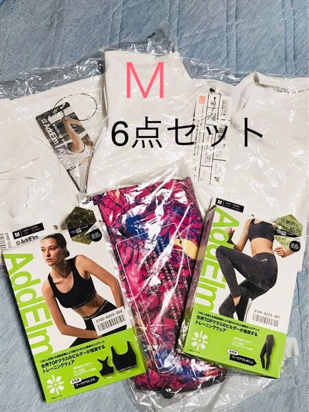 新品 M ヨガウェアセット 6点セット ヨガウェア セット レギンス ブラ トップス タンクトップ Tシャツ
