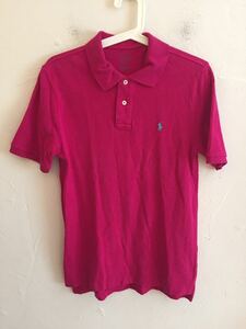 [ free shipping ] used RALPH LAUREN Ralph Lauren polo-shirt pink size L(14-16)