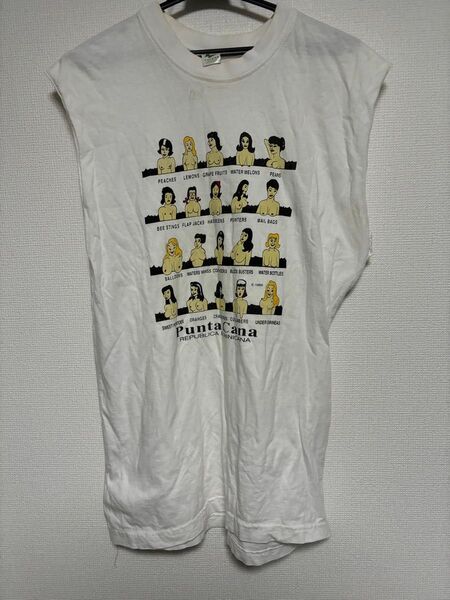 ヴィンテージ VELERO ノースリーブ 白 Lサイズ Tシャツ 半袖 ホワイト の半袖Tシャツ