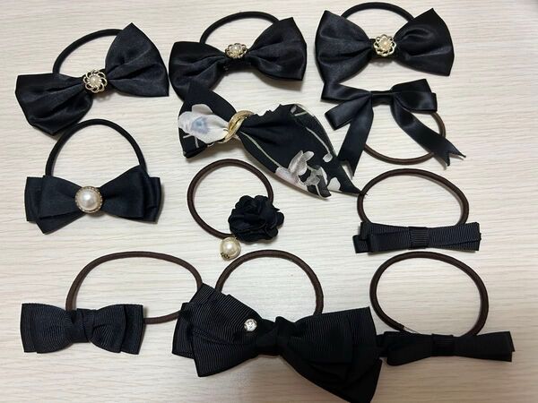 ヘアアクセサリー リボン ブラック ヘアゴム