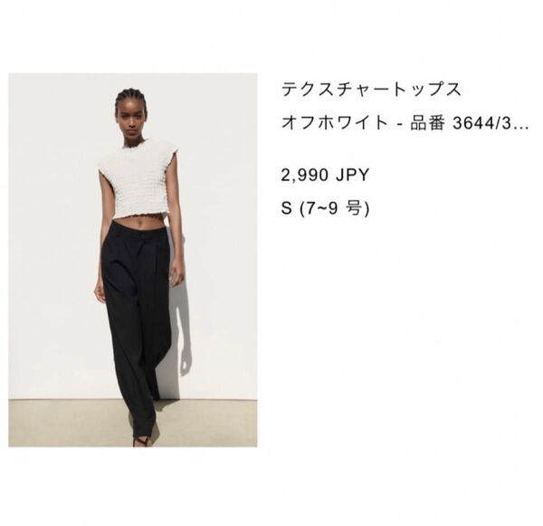 ZARA テクスチャー トップス オフホワイト EUR/USA size s