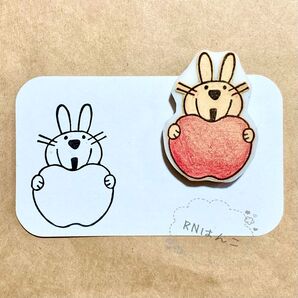 消しゴムはんこ りんごとうさぎ