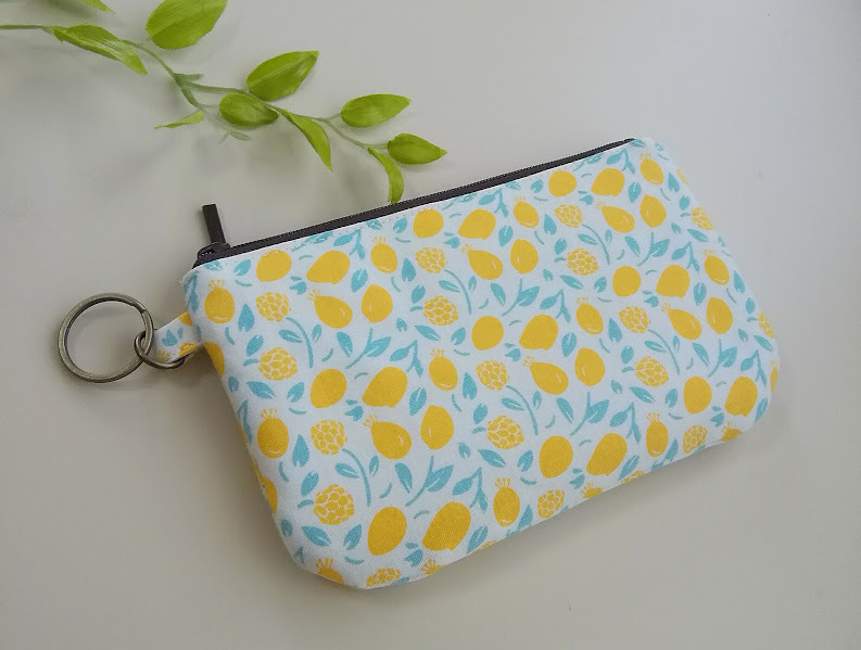 ハンドメイド〈キーリング/内ポケット付〉シンプルポーチ　Honey Lemon＊