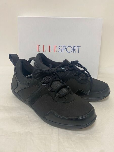 新品未使用 ELLE SPORT エルスポーツ スニーカー 撥水仕様 黒 ブラック レディース 23cm
