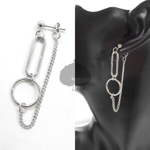 YGG★新品 フープ付き チェーンコンビ ピアス 銀 Lita mono earring New Generation 1個 片耳 リタモノ イヤリング シルバー 1個 片耳