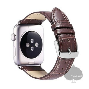 YGG★新品 Apple Watch アップルウォッチ 本革 型押し ベルト バンド 38 40 41 対応 焦茶系 ブラウン 交換 9 8 7 6 5 4 3 SE SE2