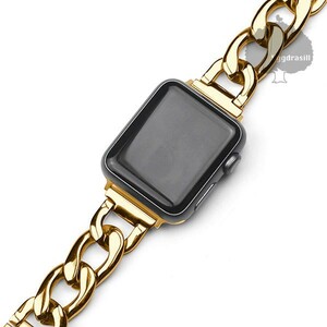 YGG*Apple Watch коврик цепь частота ремень золотой Gold 42 44 45 49 соответствует Apple часы 9 8 7 6 5 4 3 SE Ultra сменный 