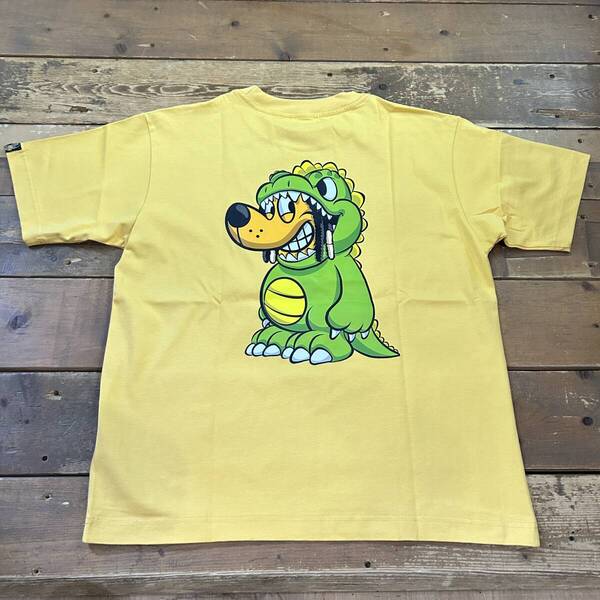美品 NASTY DOG / ナスティードッグ KAIJU TEE 両面プリント半袖Tシャツ メンズ L コットン イエロー系 MY チャンネルガードマン USED