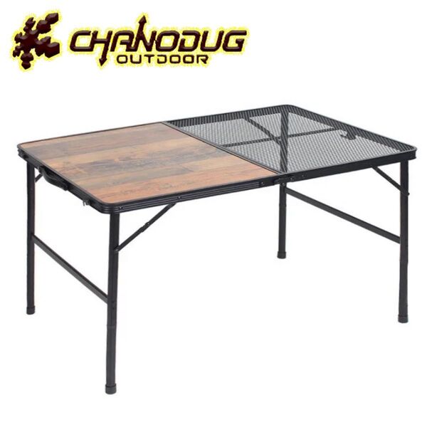 ★CHANODUG OUTDOOR★ハイ&ロー2WAY ハーフメッシュテーブル★BIGサイズ★折り畳みテーブル★収納ケース付き★