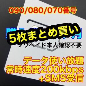 プリペイドSIMカード SMS受信可能 090/080/070