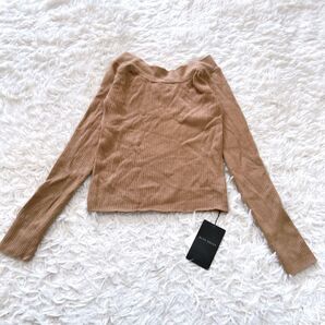 タグ付未使用 BLISS POINT ブリスポイント アンゴラ混 リブニット 前後2way トップス L 長袖 セーター Vネック