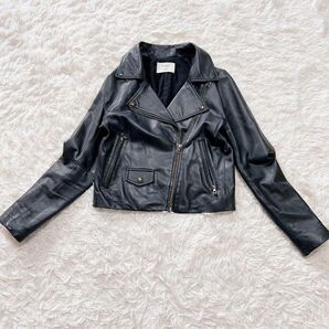 STUDIOUS ステュディオス ラムレザー ダブルライダースジャケット 羊革 本革 日本製 ブラック 長袖 羽織りカジュアル