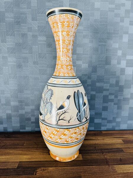 磁器 色絵 花瓶 花器 飾壺 飾壷 置物 飾物 全長約53.5cm MENCO