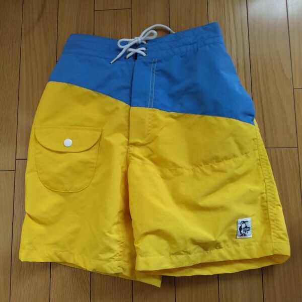 CHUMS チャムス ハーフパンツ 水陸両用 メンズS イエロー×ブルー