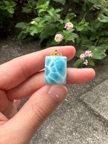 期間限定ねさげ【高品質】ラリマーペンダントトップ 18k