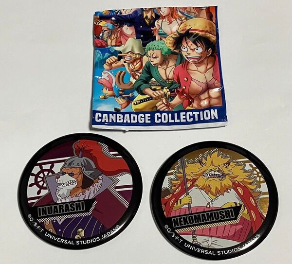 USJ ONEPIECE 缶バッジコレクション イヌアラシ ネコマムシ 2点セット