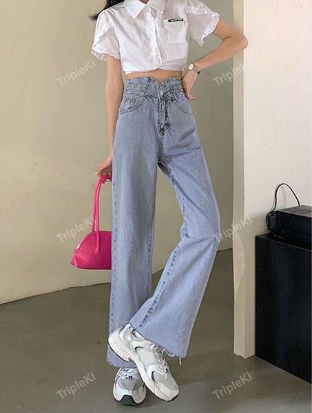 韓国 SHEIN ストレートデニム L
